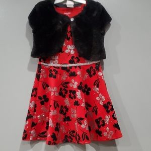 Red, black, Silver dress for girl